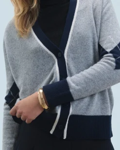 Pull Cardigan À Motif Losange