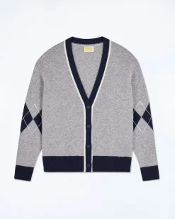 Pull Cardigan À Motif Losange