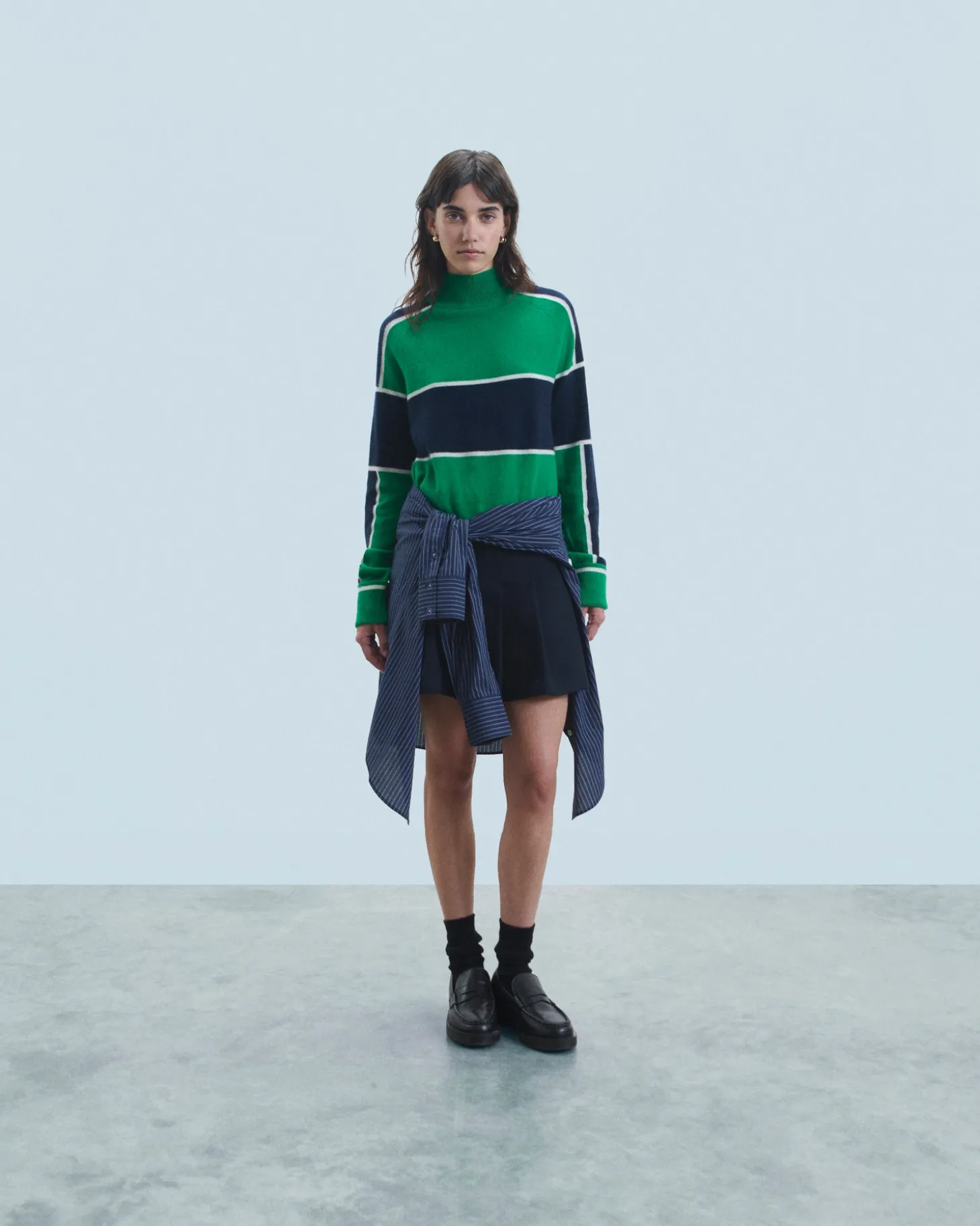 Pull Col Montant Bandes