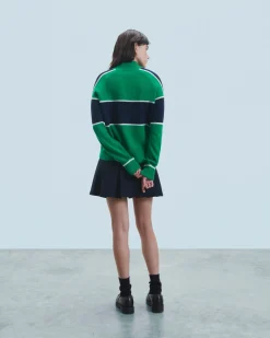 Pull Col Montant Bandes