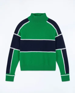 Pull Col Montant Bandes