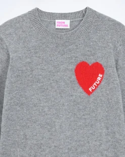Pull Col Rond Coeur Brodérie Future Light