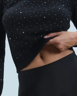 Pull Col Rond Strass Allover Léger