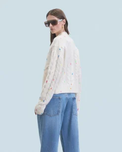 Pull Col Rond Torsades Multicolore