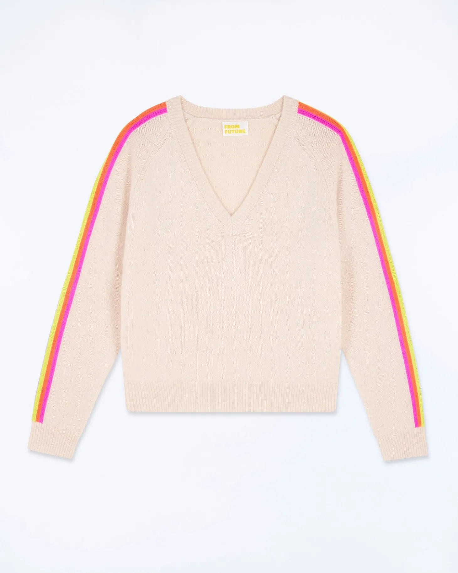 Pull Col V Bandes Manches Multicolore