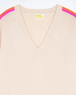 Pull Col V Bandes Manches Multicolore