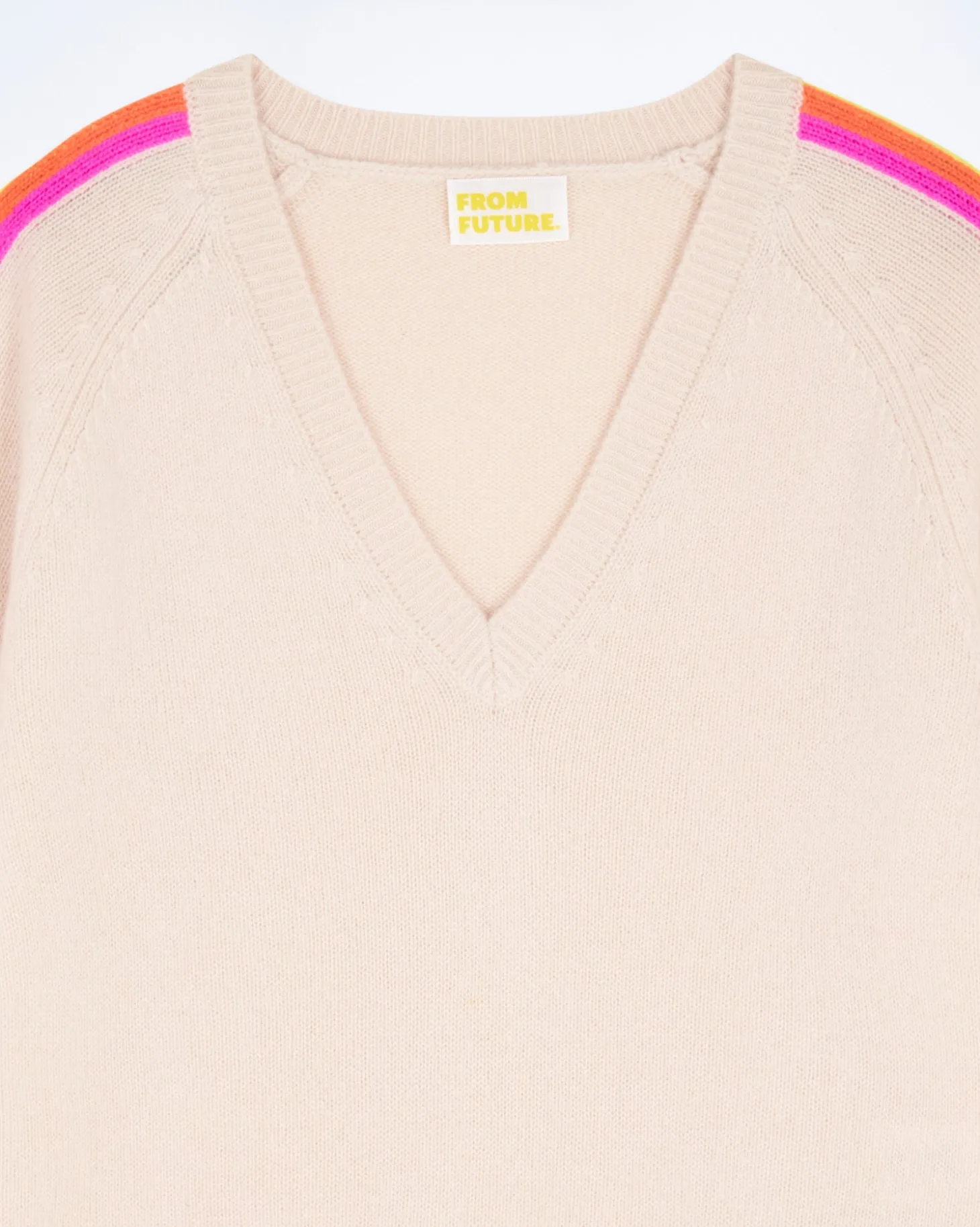 Pull Col V Bandes Manches Multicolore
