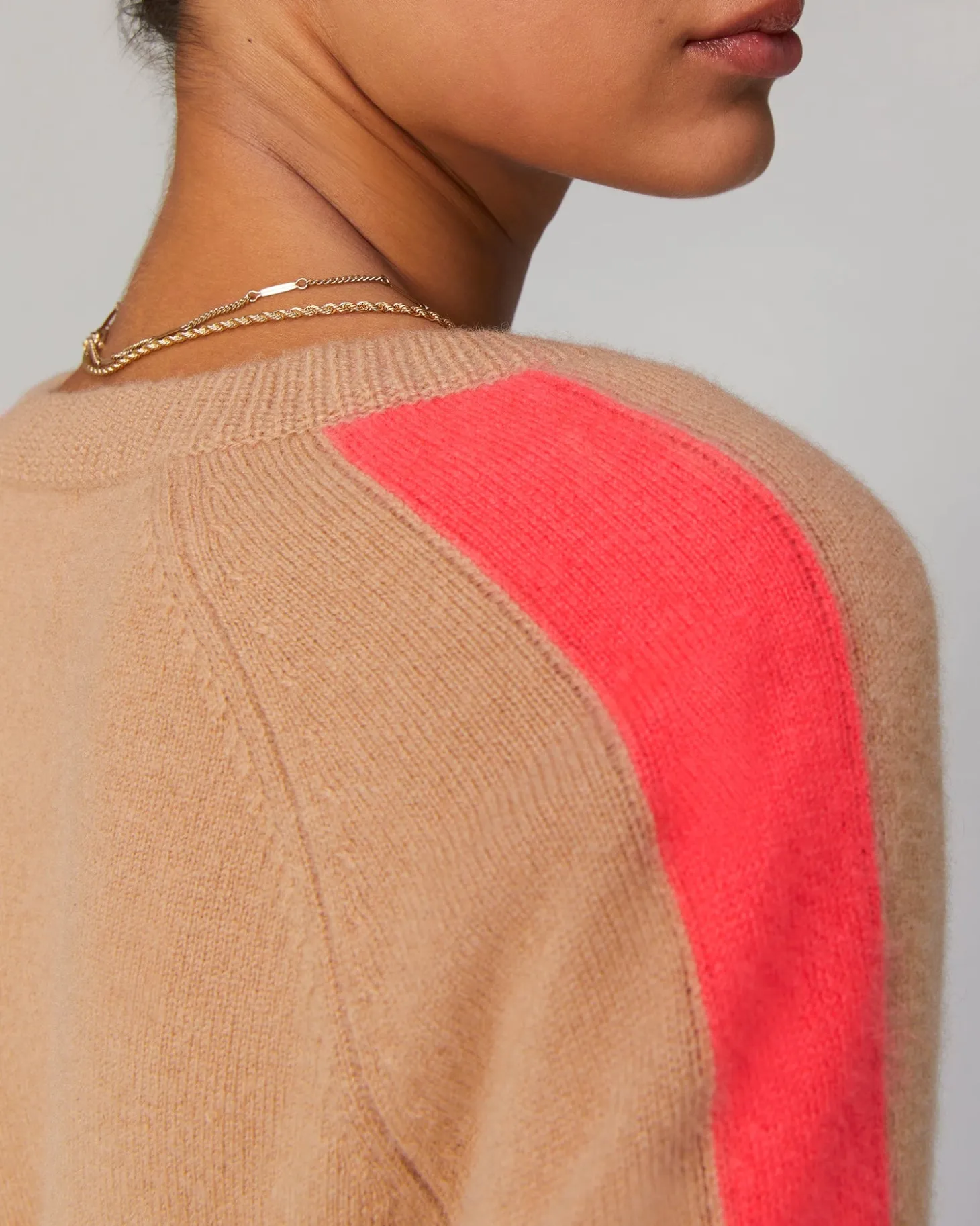 Pull Col V Oversize Bandes Bicolore Léger