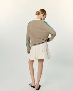 Pull Col V Oversize Bande Manches Multico