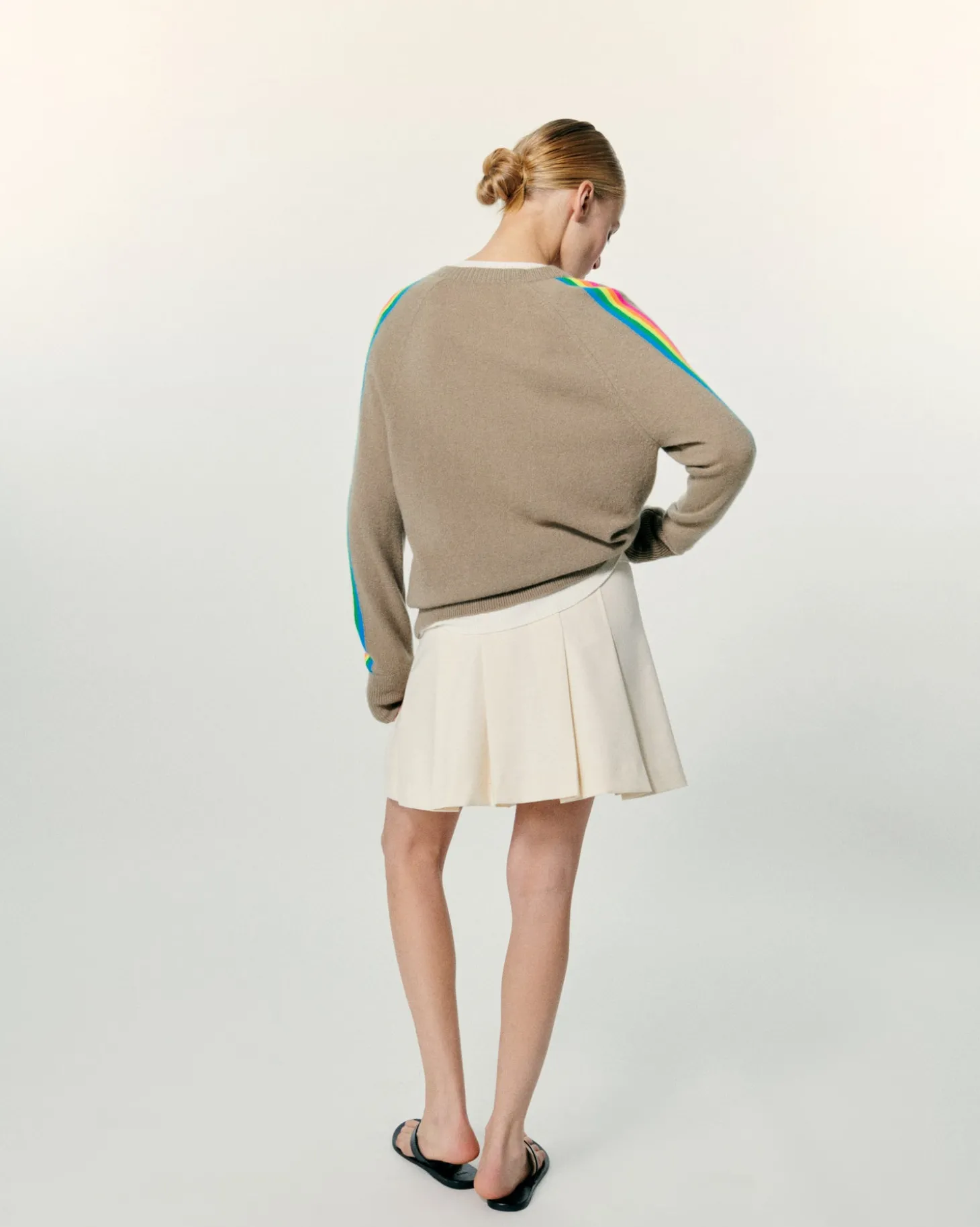 Pull Col V Oversize Bande Manches Multico