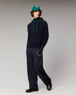 Pull Hoodie Liserets Contrastes Léger