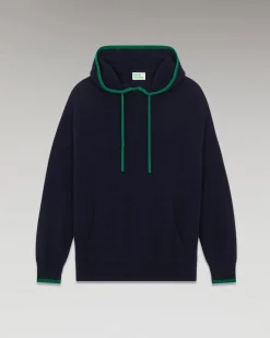Pull Hoodie Liserets Contrastes Léger