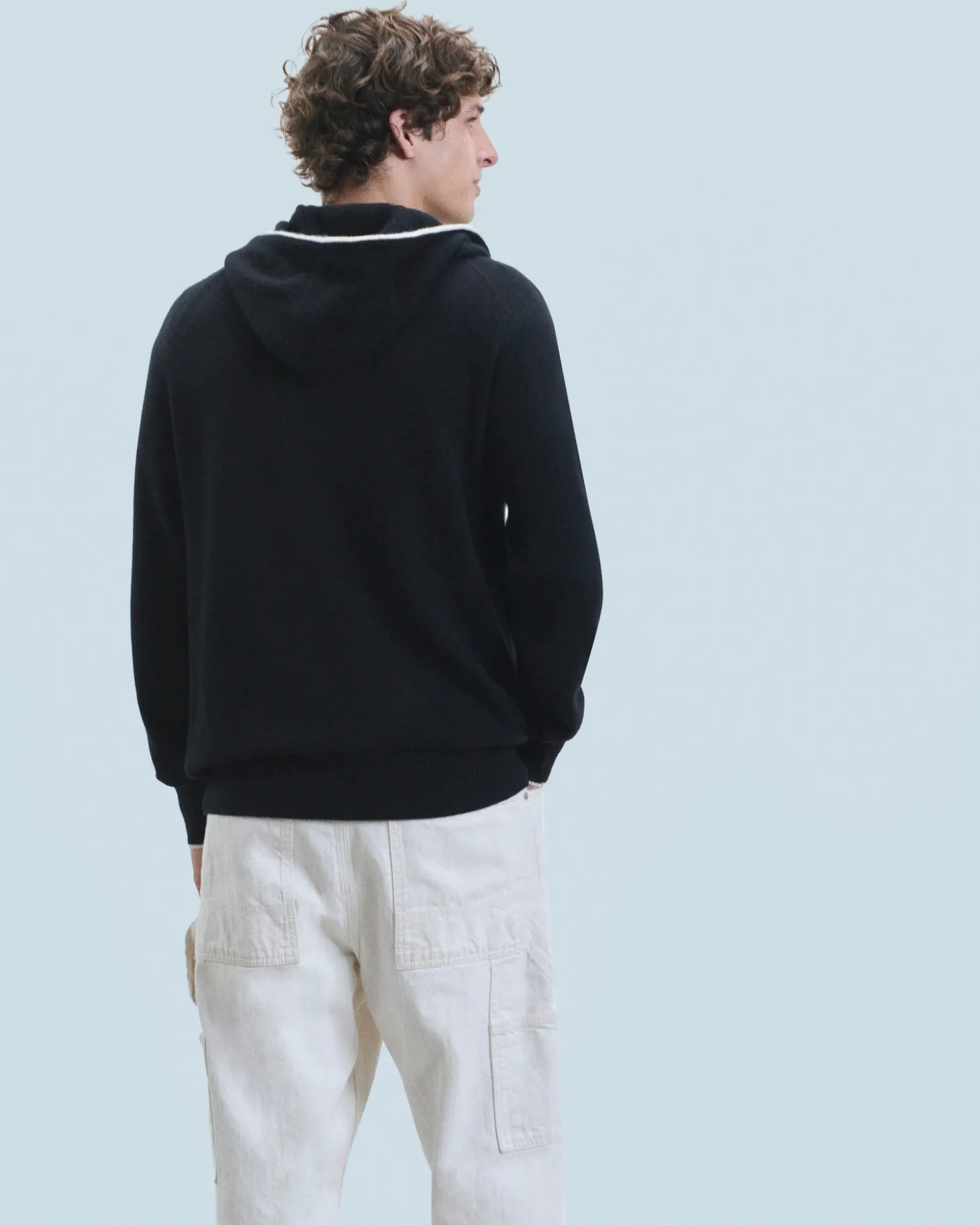 Pull Hoodie Liserets Contrastes Léger