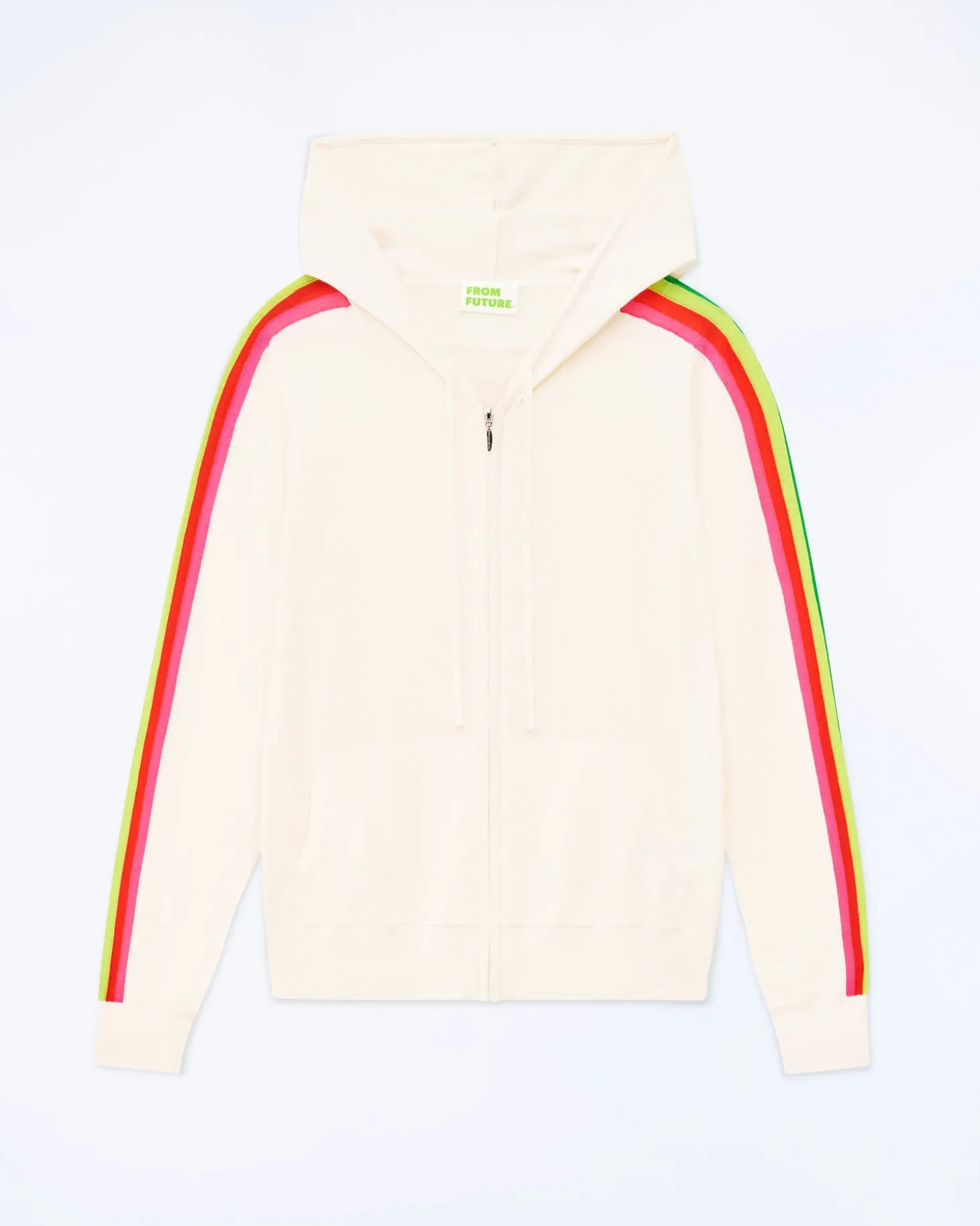 Pull Hoodie Zippé Bande Multicolore