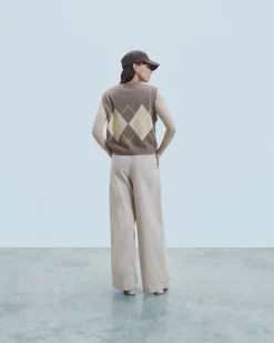 Pull Sans Manche à Motif Losange