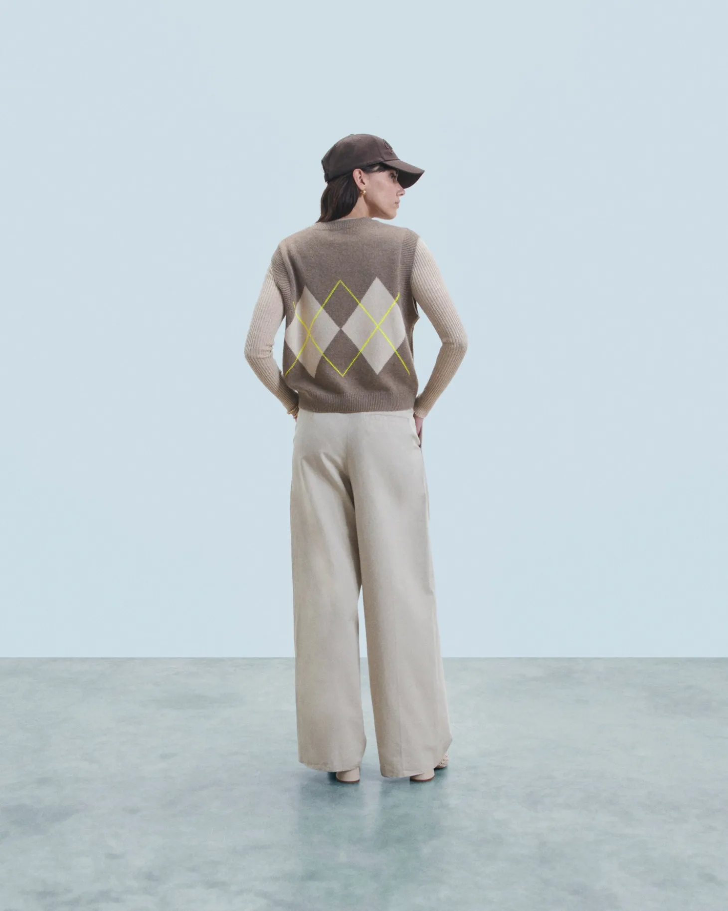 Pull Sans Manche à Motif Losange