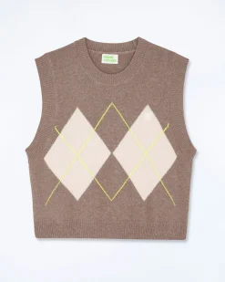 Pull Sans Manche à Motif Losange
