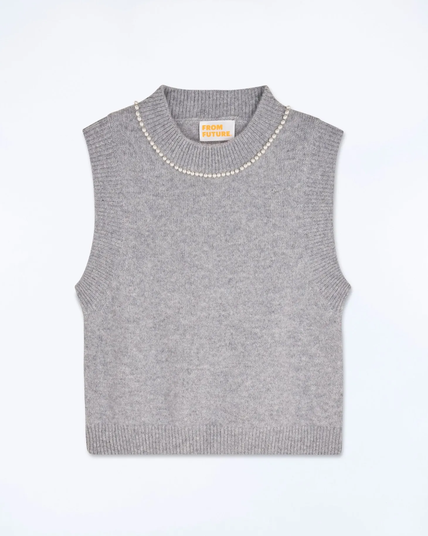 Pull Sans Manche Perles à L'encolure