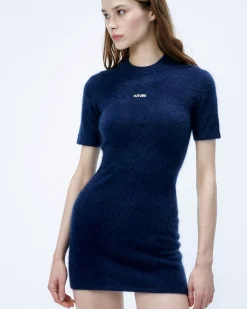 Robe Courte Manche Courte En Cachemire Brossé