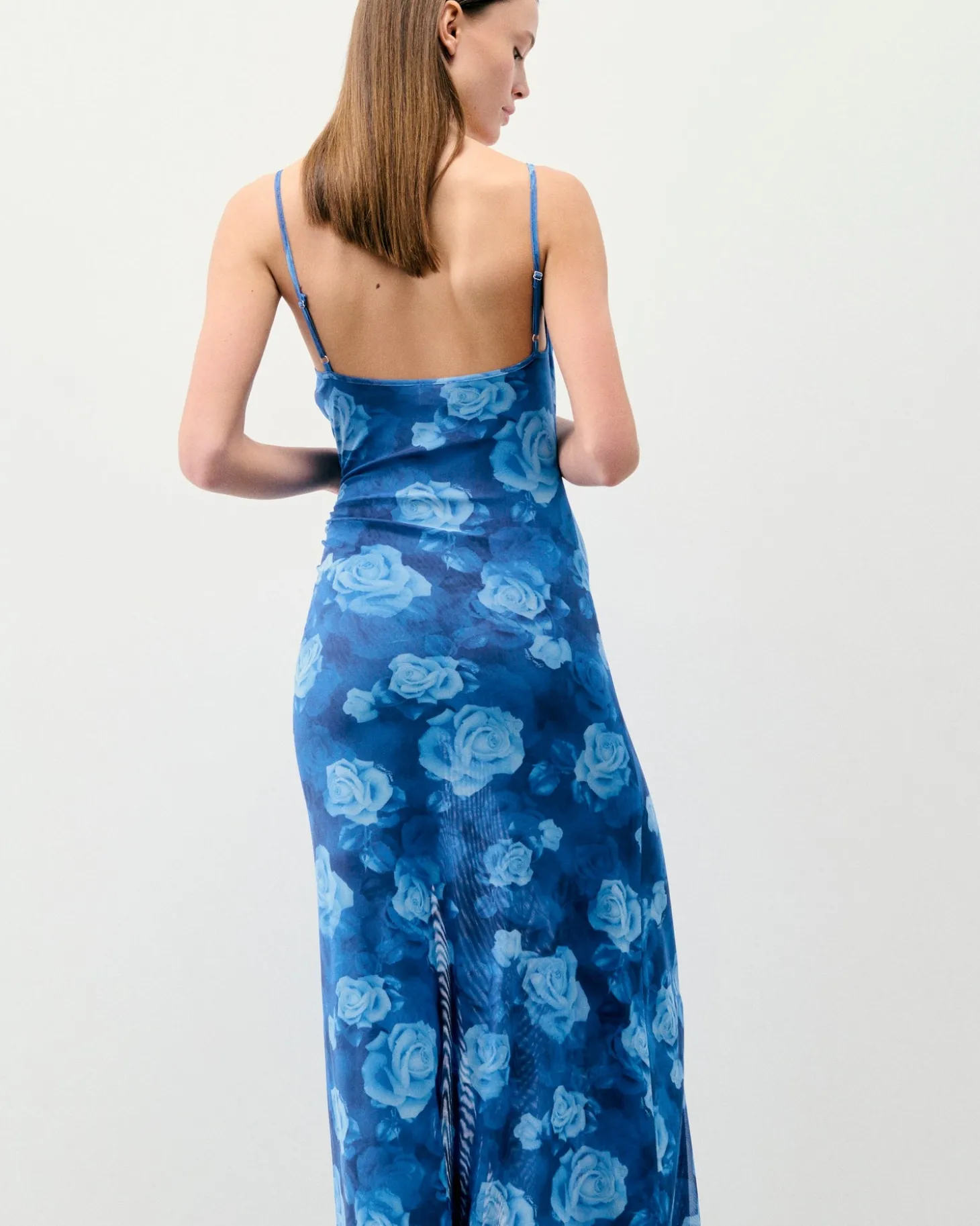 Robe Longue Bretelles Fines Mesh