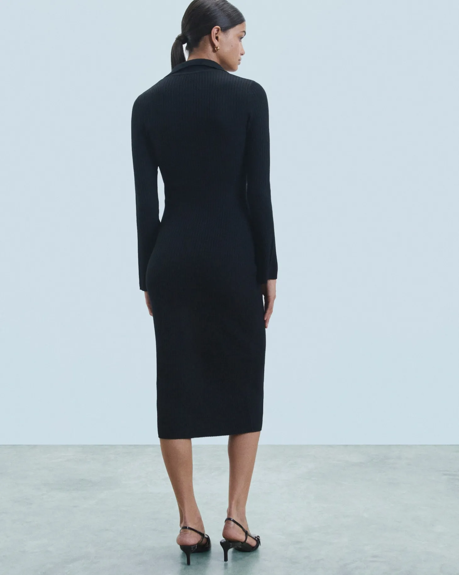 Robe Longue Manche Longue Col Polo
