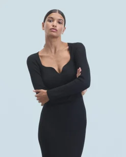 Robe Longue Manche Longue Decolleté Coeur