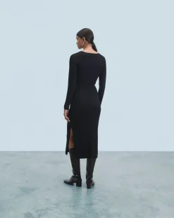 Robe Longue Manche Longue Decolleté Coeur