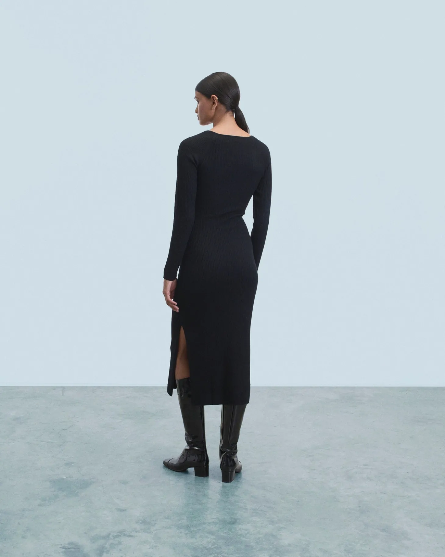 Robe Longue Manche Longue Decolleté Coeur
