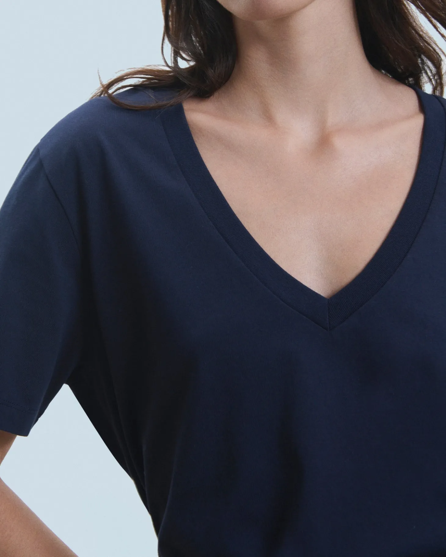 T-shirt Col V Manches Courtes